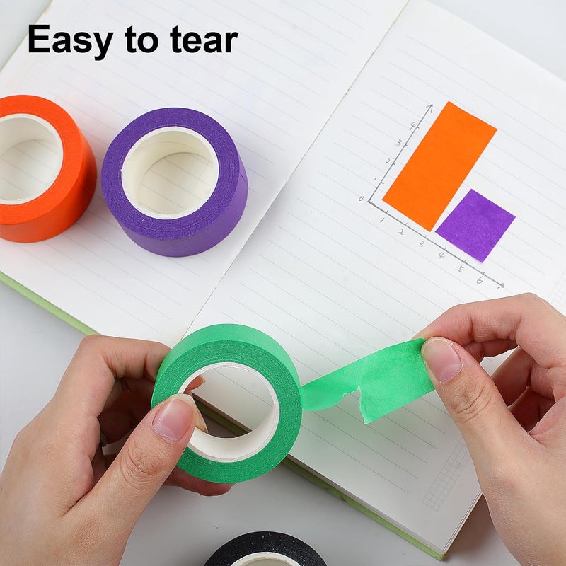 Guirnd 12PCS Colored Masking Tape, Kids Art Supplies Colored Tape, DIY Craft Tape, Colored Tape Rolls, Colored Painters Tape 2.5cm x 12m (1In x 13Yards) - Image 4